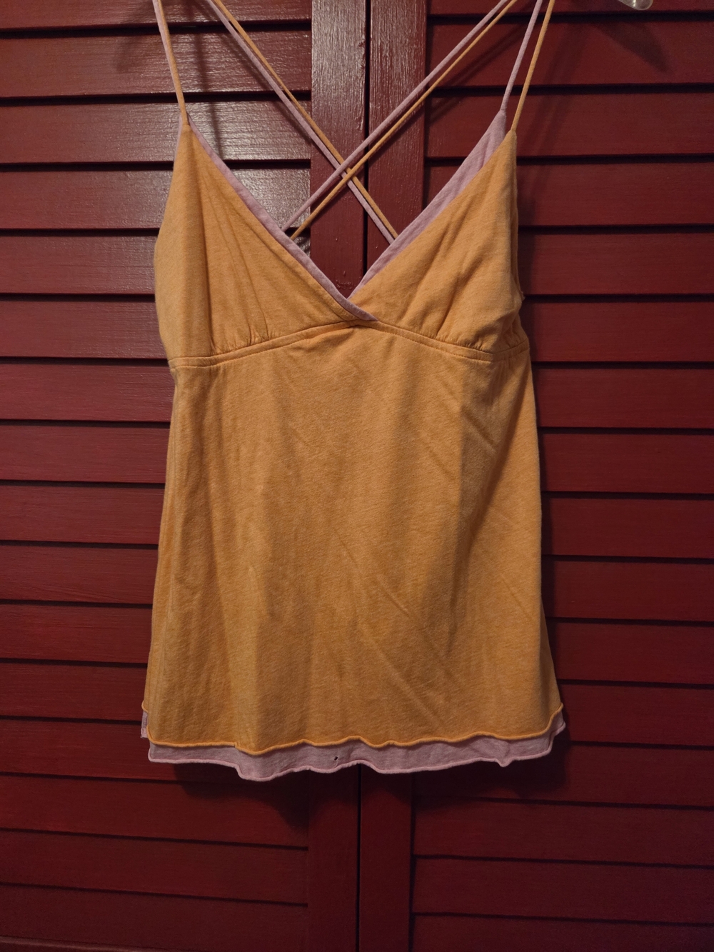 Vintage J. Crew Orange And Pink Double-Strap V-Neck Camisole With Criss Cross